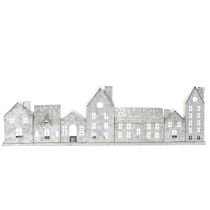 gjenstander Dekorativ rekke med hus med telysholdere, adventsdekorasjon, 68 cm