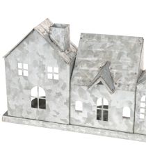 gjenstander Dekorativ rekke med hus med telysholdere, adventsdekorasjon, 68 cm