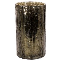 gjenstander Telysholder i glass med hjortehode og trerelieffer, vinterdekorasjon, 26 cm
