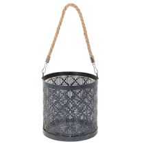 gjenstander Metalltelysholder, dekorativ lykt med håndtak, antrasitt, Ø16 cm, 2 stk.