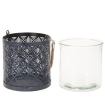 gjenstander Metalltelysholder, dekorativ lykt med håndtak, antrasitt, Ø16 cm, 2 stk.