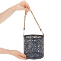 gjenstander Metalltelysholder, dekorativ lykt med håndtak, antrasitt, Ø16 cm, 2 stk.