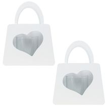 gjenstander Dekorveske i metalllykt med hjerte hvit H18cm 2stk