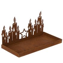 gjenstander Metalllykt med glassinnsats, rusten metalloverflate, dekorativ lysholder, 21,5 cm