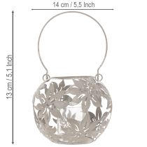 gjenstander Metall vindlys hengende dekorasjonslykt grå Ø14cm H13cm
