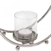 gjenstander Lyslykt i metall sølv glass Ø33cm