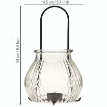 gjenstander Lykt telysholder glass metall klar sort Ø14,5cm