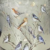 gjenstander Telysholder i glass med fugle- og snøfnuggmotiv, 8 cm, 2 stk.