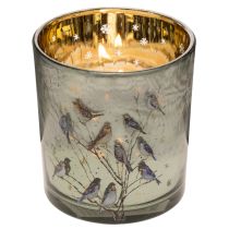 gjenstander Telysholder i glass med fugle- og snøfnuggmotiv, 8 cm, 2 stk.