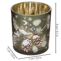 gjenstander Telysholder i glass med vintergrangren, 8 cm, 2 stk.
