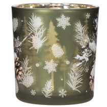 gjenstander Telysholder i glass med vintergrangren, 8 cm, 2 stk.