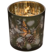 gjenstander Telysholder i glass med vintergrangren, 8 cm, 2 stk.