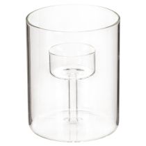 gjenstander Orkanlykt i glass med hevet telysholder, 11 cm, 2 stk.