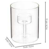 gjenstander Glasslykt med hevet telysholder 11 cm