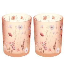 gjenstander Dekorativ glasslykt med blomstermotiv for stilig interiør, 12,5 cm, 2 stk.