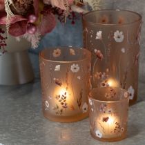 gjenstander Telysholder i glass med blomstermotiv for koselige stunder i hjemmet, 18 cm