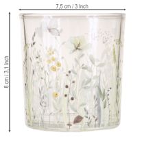 gjenstander Telysholdere i glass med blomstermønster for en romantisk atmosfære, lanterner til stuedekorasjon, 8 cm, 4 stk.