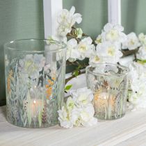 gjenstander Telysholdere i glass med blomstermønster for en romantisk atmosfære, lanterner til stuedekorasjon, 8 cm, 4 stk.