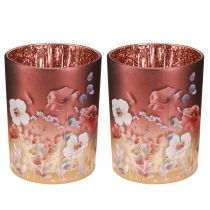 gjenstander Dekorativ glasslykt med blomsterdesign for elegante interiørdetaljer, 12,5 cm, 2 stk.