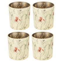 gjenstander Dekorativ glasslykt med blomstermotiv for stemningsfulle interiørdetaljer, 8 cm, 4 stk.