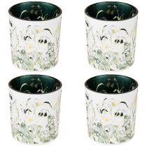 gjenstander Dekorativ glasslykt med bladdesign for stilig interiør, 8 cm, 4 stk.