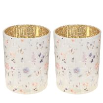 gjenstander Telysholder i glass med sommerfuglmotiv for koselige stunder, 12,5 cm, 2 stk.