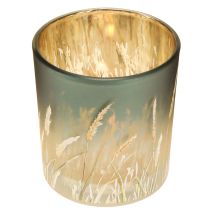 gjenstander Dekorativ glasslykt med gressdesign for stemningsfulle romdetaljer, blå, 8 cm, 4 stk.