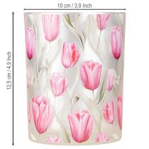 gjenstander Elegant lykt med tulipanmotiv for stemningsfull vårdekorasjon, 12,5 cm, 2 stk.