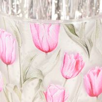gjenstander Dekorativ glasslykt med tulipandesign for vårlig interiør, 8 cm, 4 stk.