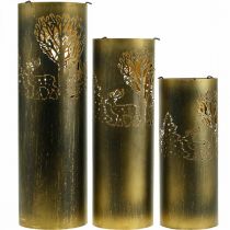 gjenstander Vintage lysestake metallhjort 30/38,5/45 cm sett med 3