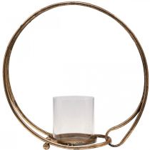 gjenstander Lyslykt i metall gyllent glass Ø33cm