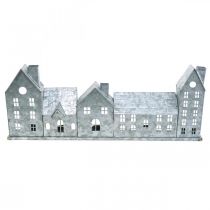 gjenstander Rekkehus, metalldekorasjon for belysning, adventsdekorasjon, sølvlykt L52cm H20cm