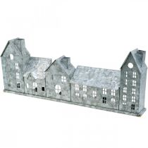 gjenstander Rekkehus, metalldekorasjon for belysning, adventsdekorasjon, sølvlykt L52cm H20cm