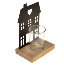 gjenstander Lykthus metall sort med trefot H15cm 2stk