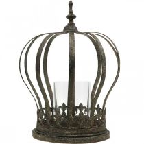 gjenstander Krone som lykt, lysdekor, metallkrone, antikk utseende, H28cm, Ø21cm