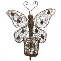 Lykt metall veggdekor sommerfugl rust dekorasjon 36,5cm