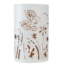 gjenstander Lykt metall hvitt gull sommerfugl Ø12,5cm H20,5cm
