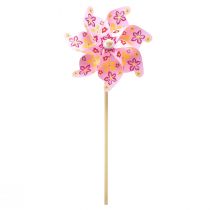 gjenstander Pinwheel on a pinne vindmølle dekorasjon rosa gul Ø30,5cm 74cm