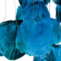 gjenstander Vindklokke maritim hengende dekorasjon Capiz skjell blå 90cm