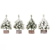 gjenstander Vinterpynt juletre i grønn hvit Ø7cm H14cm 4stk