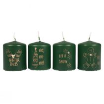 gjenstander Grønne julelys, sett med 4, Ø5 cm, H6 cm, adventsdekorasjon
