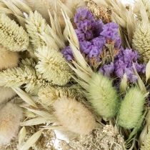gjenstander Krans av tørkede blomster for vår og sommer, til bord og inngangsdør, til spesielle anledninger med fargede detaljer, 26 cm