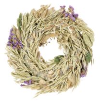 gjenstander Krans av tørkede blomster for vår og sommer, til bord og inngangsdør, til spesielle anledninger med fargede detaljer, 26 cm