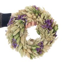 gjenstander Krans av tørkede blomster for vår og sommer, til bord og inngangsdør, til spesielle anledninger med fargede detaljer, 26 cm