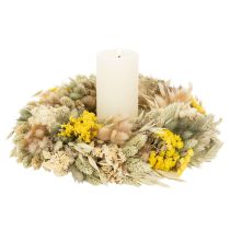 gjenstander Krans av tørkede blomster, naturlig dekorasjon til bord, stue og gang, 25 cm