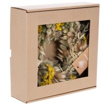 gjenstander Krans av tørkede blomster, naturlig dekorasjon til bord, stue og gang, 25 cm