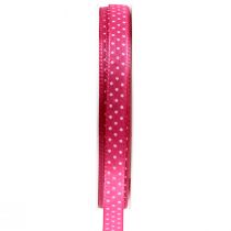 Gavebånd prikkete dekorative bånd rosa 10mm 25m