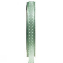 Gavebånd prikkete pyntebånd grønt mint 10mm 25m