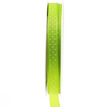 Gavebånd prikkete pyntebånd mai grønn 10mm 25m