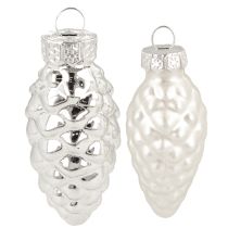 gjenstander Kjegler i glass, sølv, 5 cm, 14 stk.